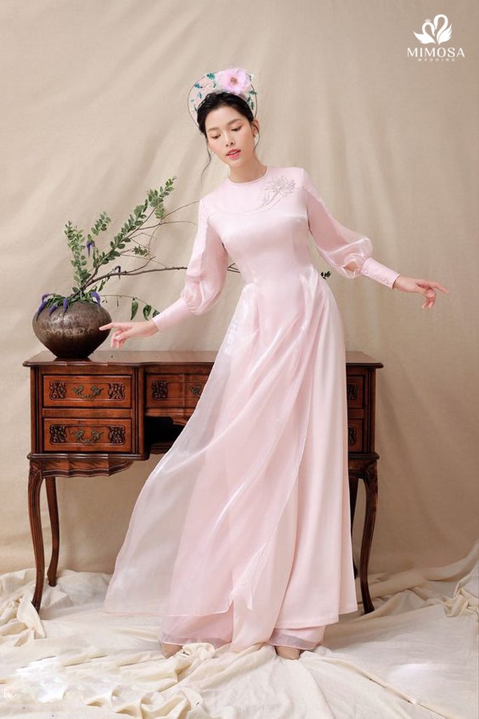 ao dai cuoi mau hong