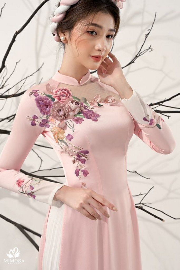 ao dai cuoi mau hong