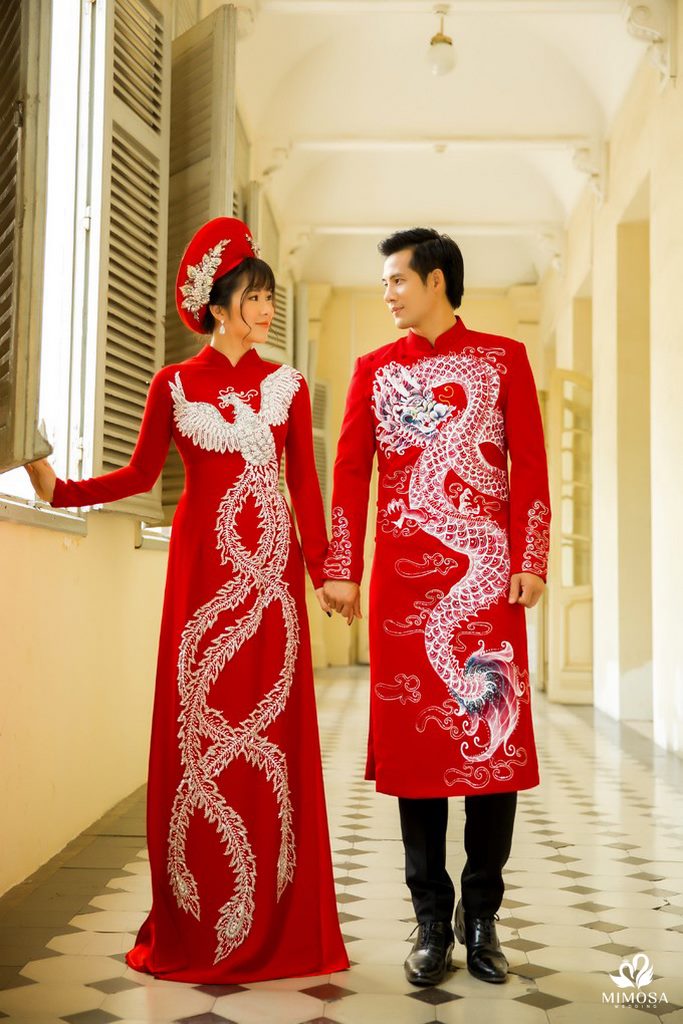 ao dai cuoi truyen thong xua